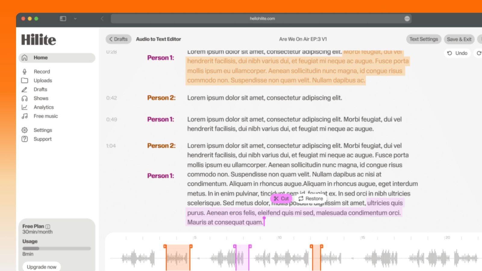 Hilite audio editor