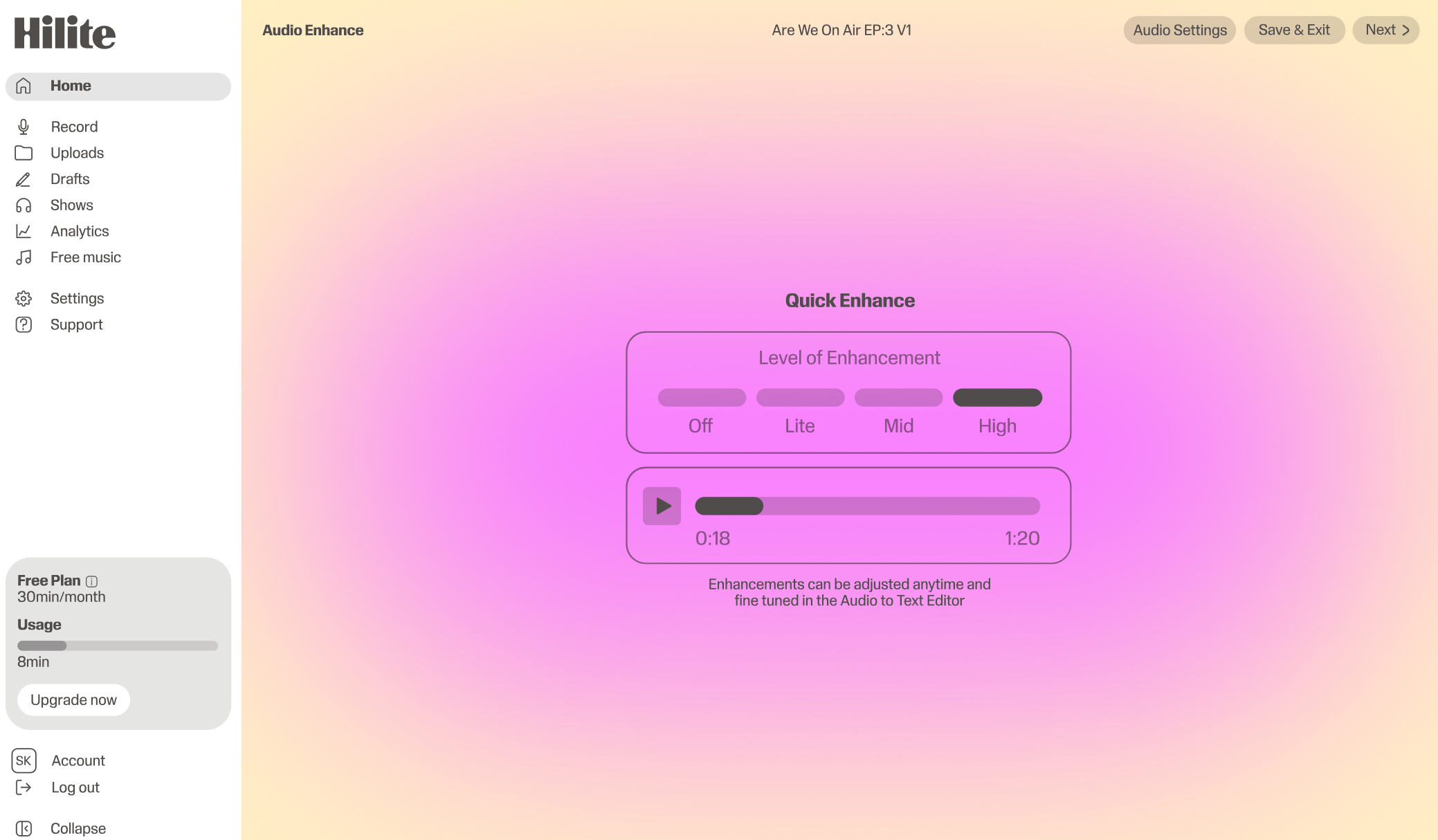 AI audio enhancement